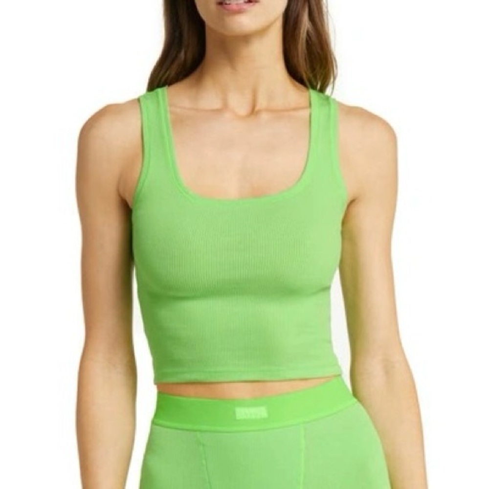 SKIMS Cotton Ribbed Tank in Neon Green